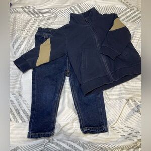 Bundle- Miles The Label zipper sweater and jeans for Baby Boy in size 9-12M